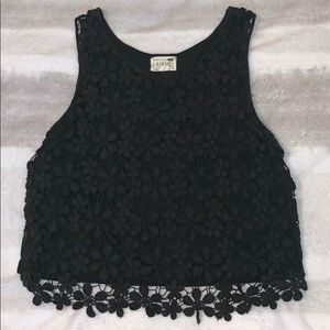 LA Hearts Black Floral Lace Crop Top